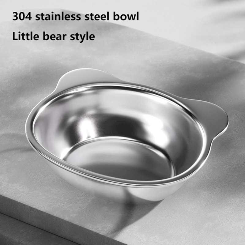 304 Stainless Elevated Cat Bowl with 15° High Foot Neck Guard Shatter-resistant Healthy Feeding Dish Puppy Cat Pet Supplies