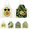 Avocado Tropical Print Cotton Linen Apron Kitchen Baking Waist Bib Home Cooking Sleeveless Apron Simple Universal