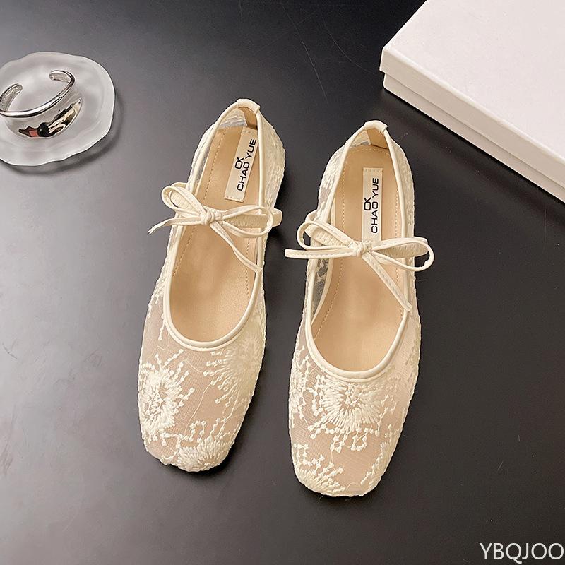 Модная универсальная летняя новинка, элегантные туфли-лодочки с квадратным носком и бантом, женские легкие дышащие удобные сетчатые туфли