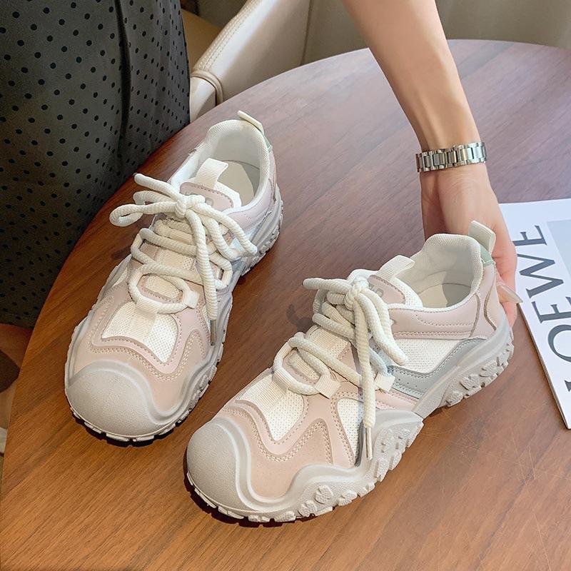 Fashion High Quality Women Sports Jogging Shoes Autumn Round-toe Soft Bottom Women Casual Flat Shoes 2025 Low-top Leather Sneakers Tenis