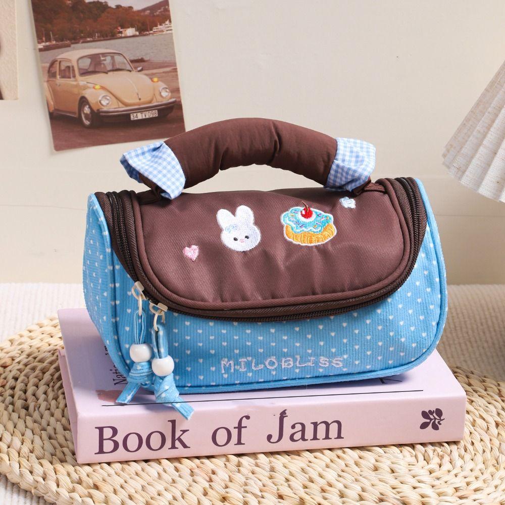 Multifunctional Handheld Makeup Bag Large Capacity Pencil Case Cute Pencil Pouch  School