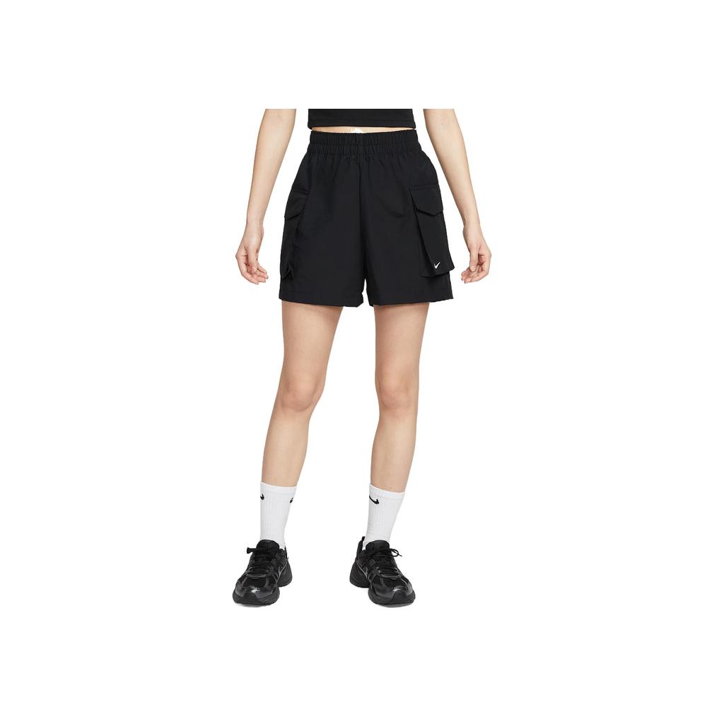 New Nike Sportswear Essentials Series Cargo Shorts Women's Black White HM6983-010