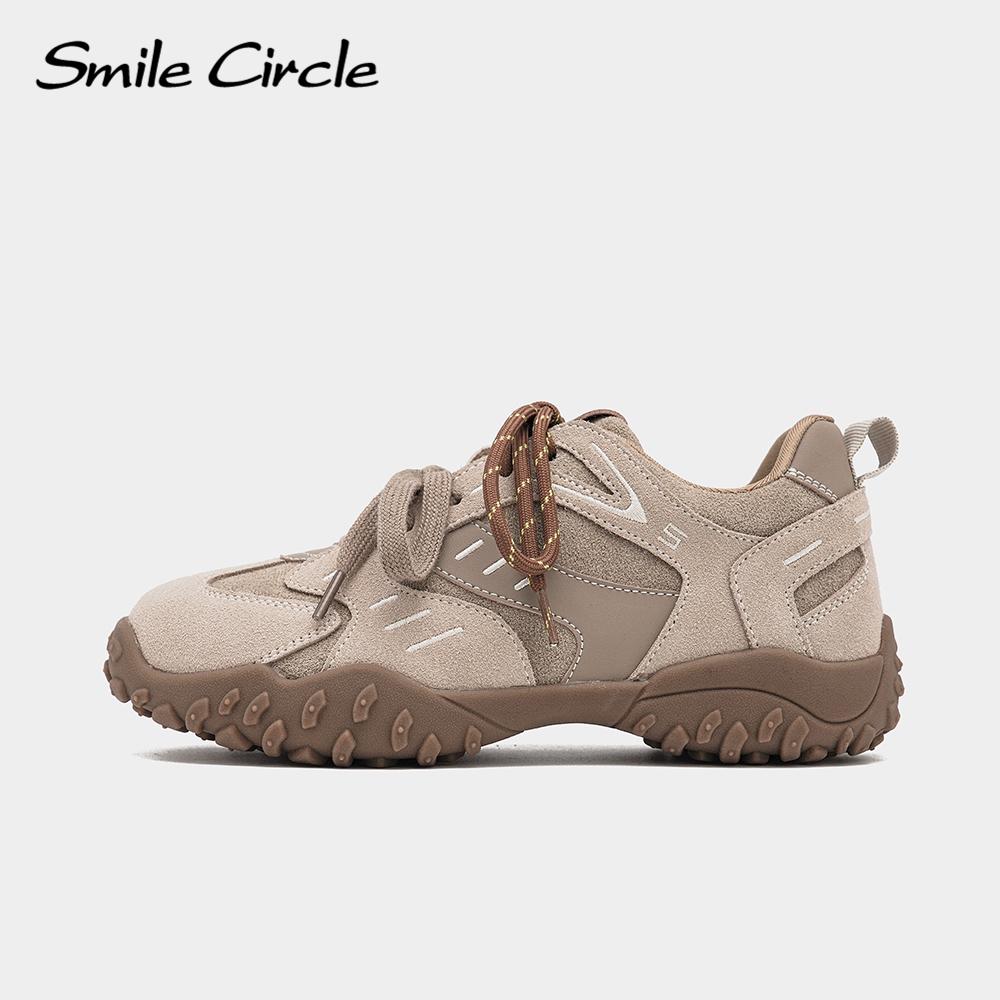 Женские кроссовки из натуральной кожи с круглым носком и шнуровкой, удобная модная повседневная обувь