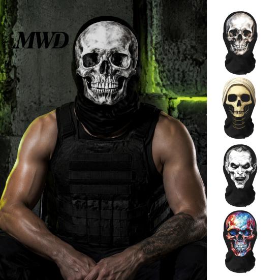 Lightweight Comfortable Tactical Mask Skull Print Halloween Balaclava, Breathable Mesh Full Face with Cool Cosplay Costume Accessories 3D Print,