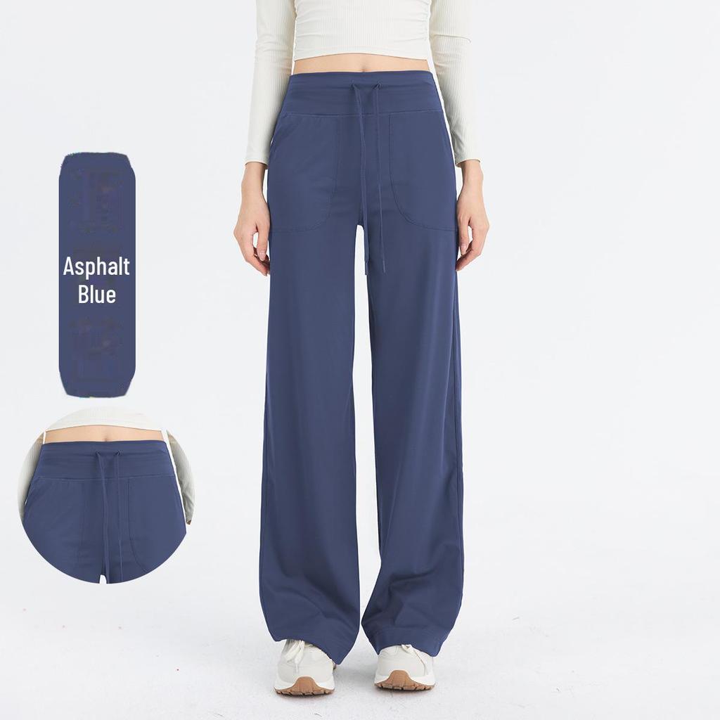 Женские широкие брюки для йоги телесного цвета с высокой талией и шнурком — дышащие, свободный крой для фитнеса