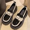 2024 New Autumn Loafers Women's British Style Single Shoes Muffin Platform Slip-on Small Leather Shoes