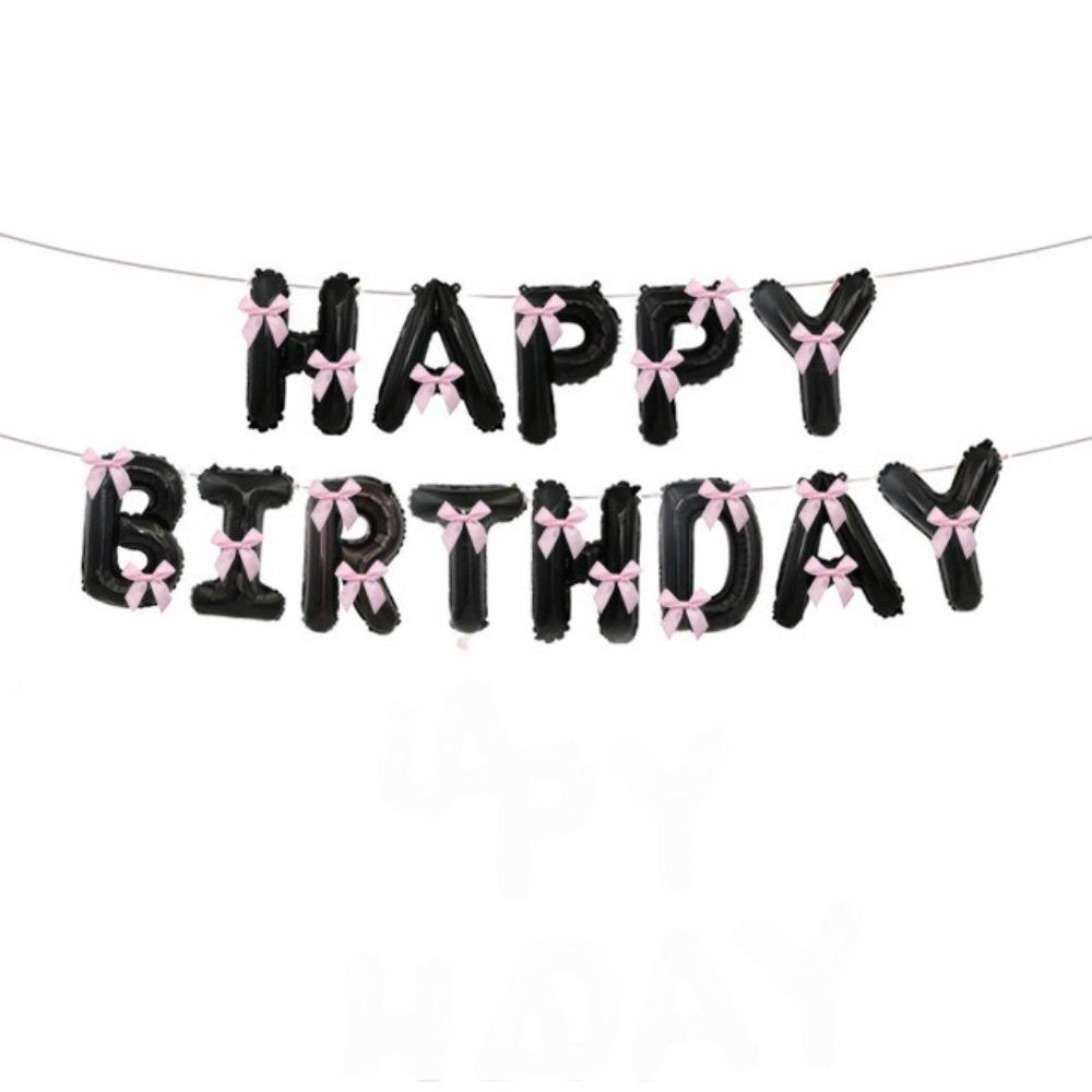 Balloon Set Aluminum Foil Balloons Bow Ribbon Happy Birthday Letter Ornament Letter Balloons Party