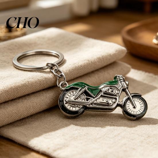 Compact Keychain Motorcycle Alloy Rhinestone Metal Key Ring Multiple Decorative Colors Cool Car Accessories for Men Women Accessory