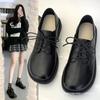 Британские женские туфли на плоской подошве большого размера 41-43 одинарные туфли 2025 года новые осенние туфли из мягкой кожи на мягкой подошве с широким носом маленькие кожаные туфли