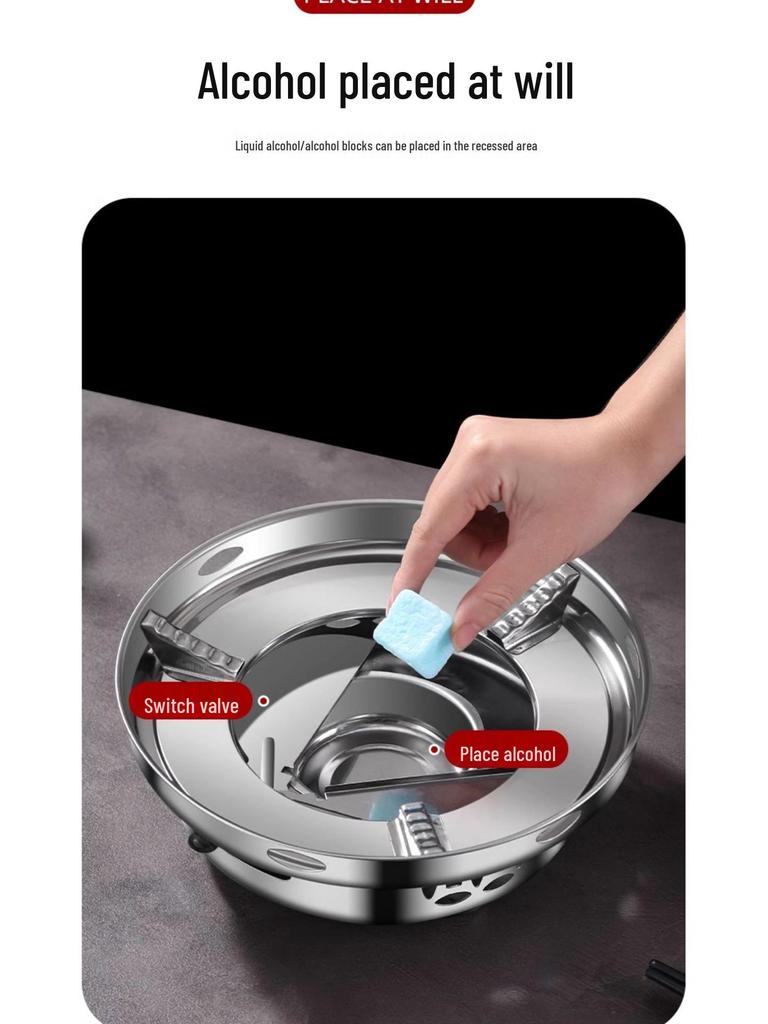 Сухой горшок-плита из нержавеющей стали: Компактная жаровня (хот-пот) на спирту для домашнего и коммерческого использования