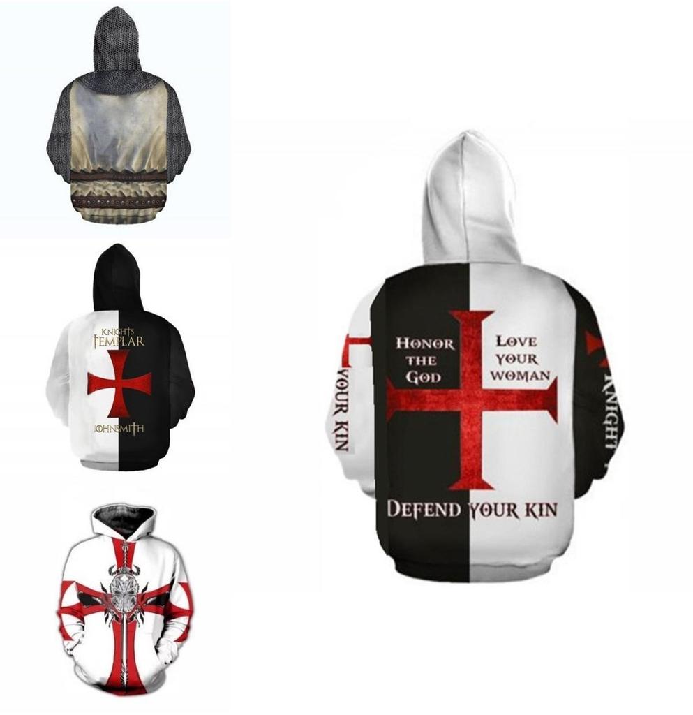 Cross Knight Cosplay Sweatshirt Soft Comfortable Unisex 3d Printed Hoodie Jacket For Medieval Style