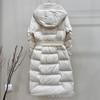 Solid Color Casual Hooded Long Down Coat Knee-length Thickened Slim-fit Slimming Waist Warm Down Coat