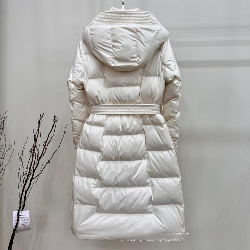 Solid Color Casual Hooded Long Down Coat Knee-length Thickened Slim-fit Slimming Waist Warm Down Coat