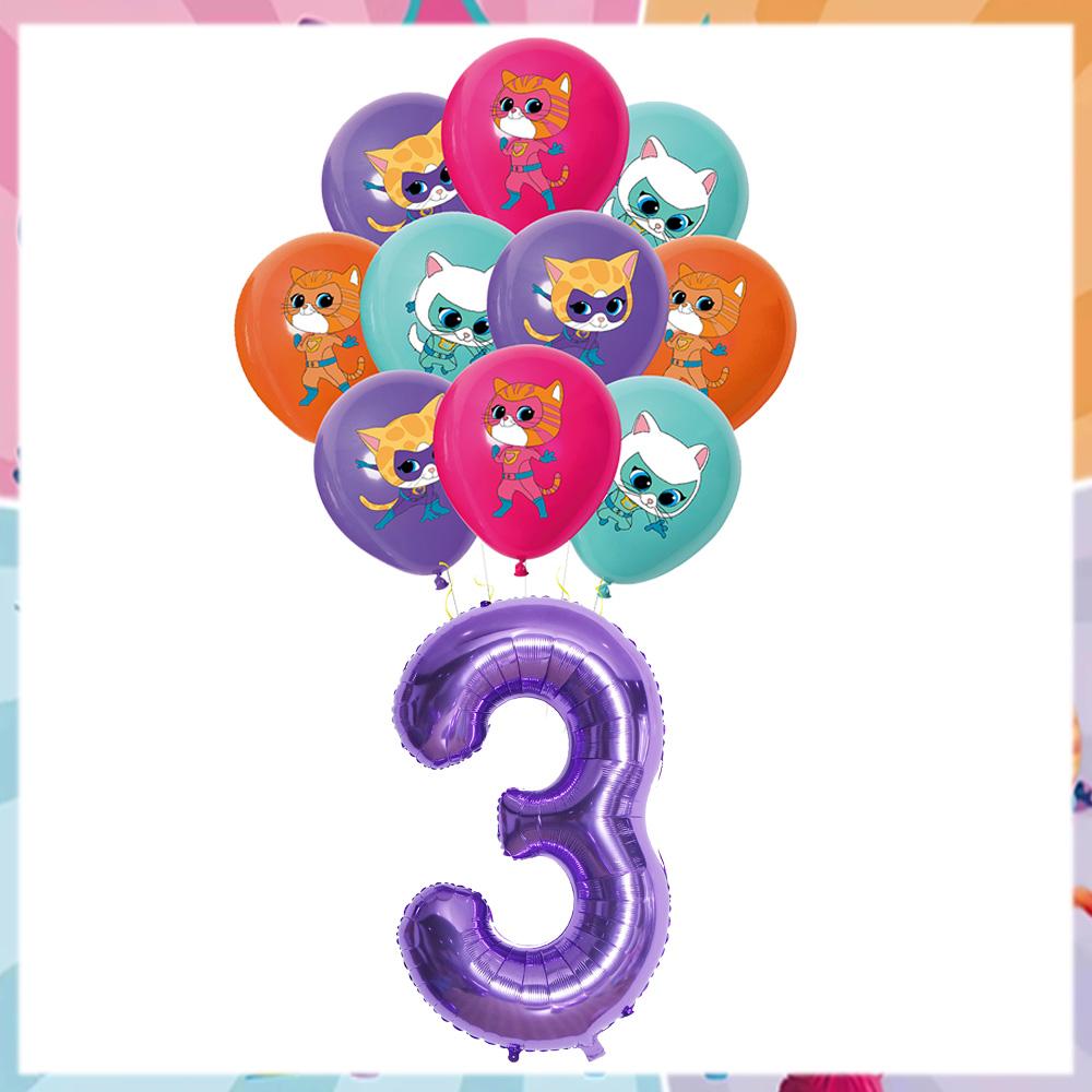 Superkitties Birthday Balloons Party Decorations Napkins Cake Topper Party Supplies Baby Shower Child Birthday Party Favors