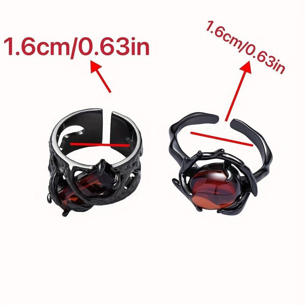 Кольцо в европейском и американском стиле темно-гранатово-красного цвета для пар, штабелируемое кольцо на указательный палец, ретро кольцо с открытой шиной с черными шипами