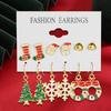 6 Pairs Of Christmas Style Series Christmas Socks Santa Claus, Tree Pattern Fashionable And Simple Cartoon Cute Earrings Accesso
