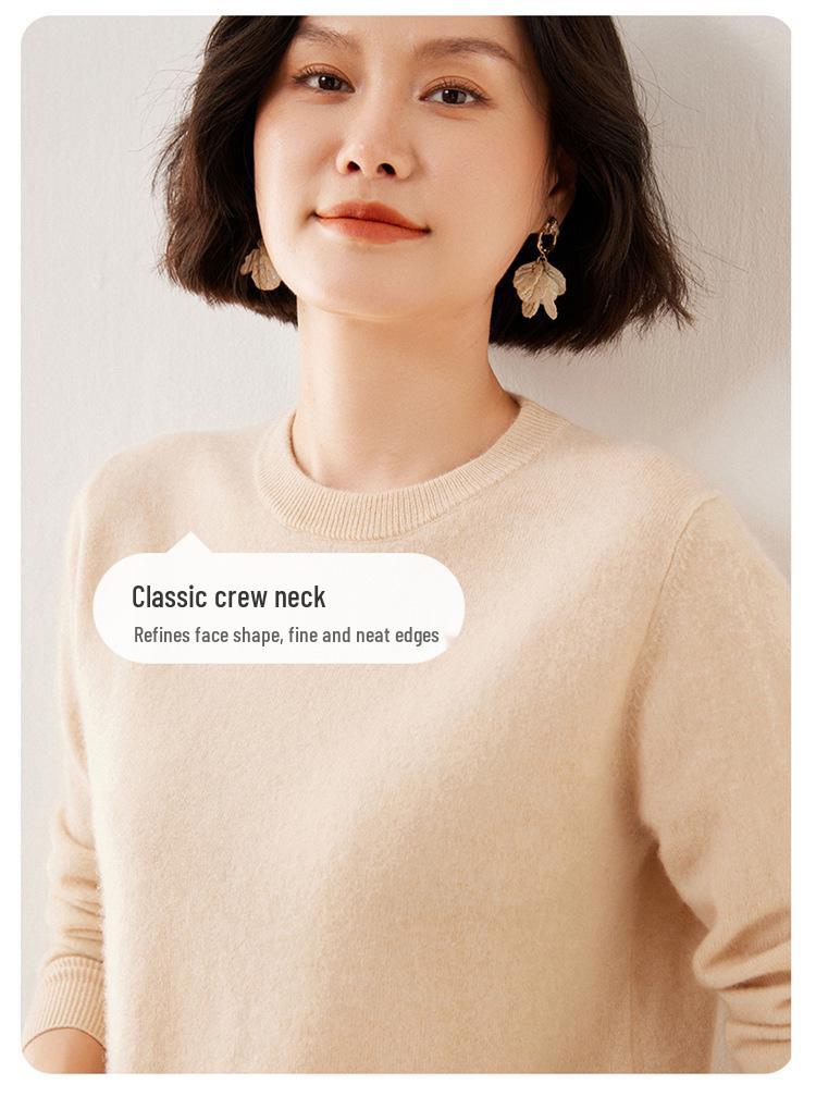 2025 A/W Cashmere Round Neck Knitwear - Soft Fluffy Loose Long Sleeve Pullover Sweater
