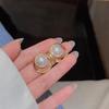 French Retro S925 Silver Pearl Earrings for Women - Elegant Fairy Temperament, Geometric Circle Design