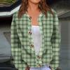 Fashion Women's Plaid Print Long Sleeve Knitted Cardigan Button Jacket