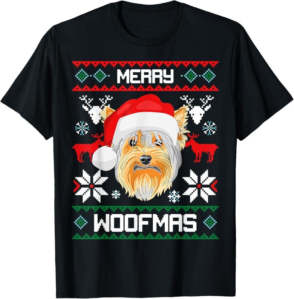 Йоркширский Терьер Merry Woofmas Подарок На Рождество Футболка