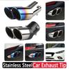 Двойной выпускной патрубок для выхлопной трубы автомобиля из нержавеющей стали, наклонный завальцованный край, универсальный черный серебристый автомобильный глушитель