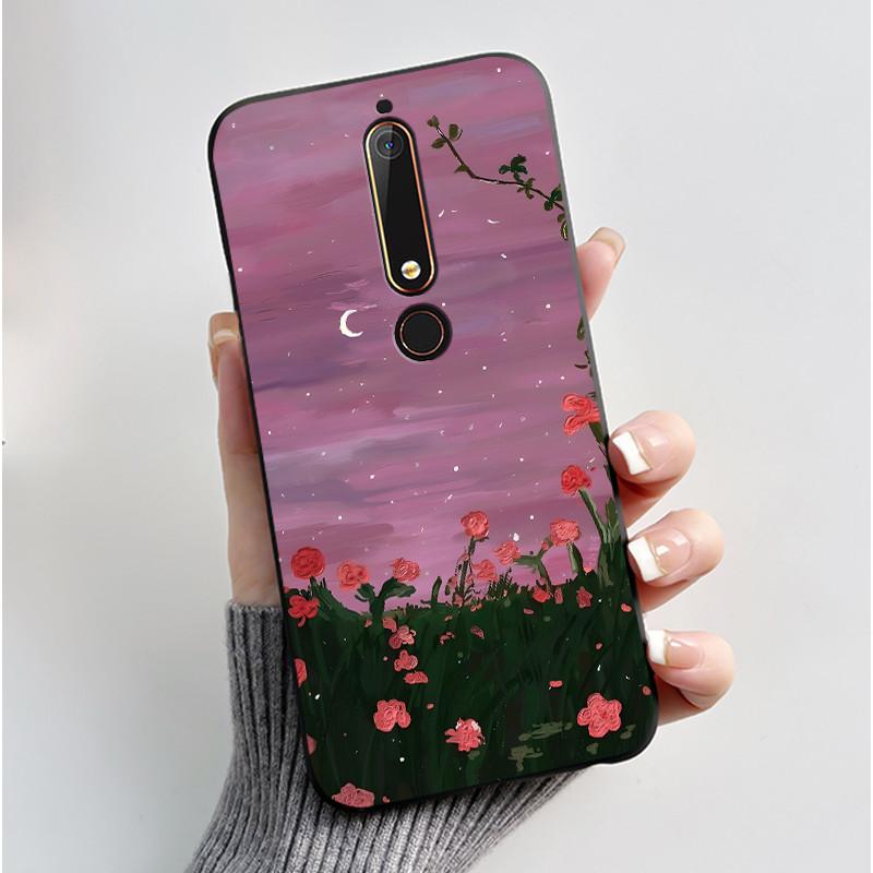 Cute Case For Nokia 6.1/Nokia 6.1 Plus/Nokia X6/Nokia6 Capa Printing Shell Protective Cover Soft Silicone Cartoon Black Casing