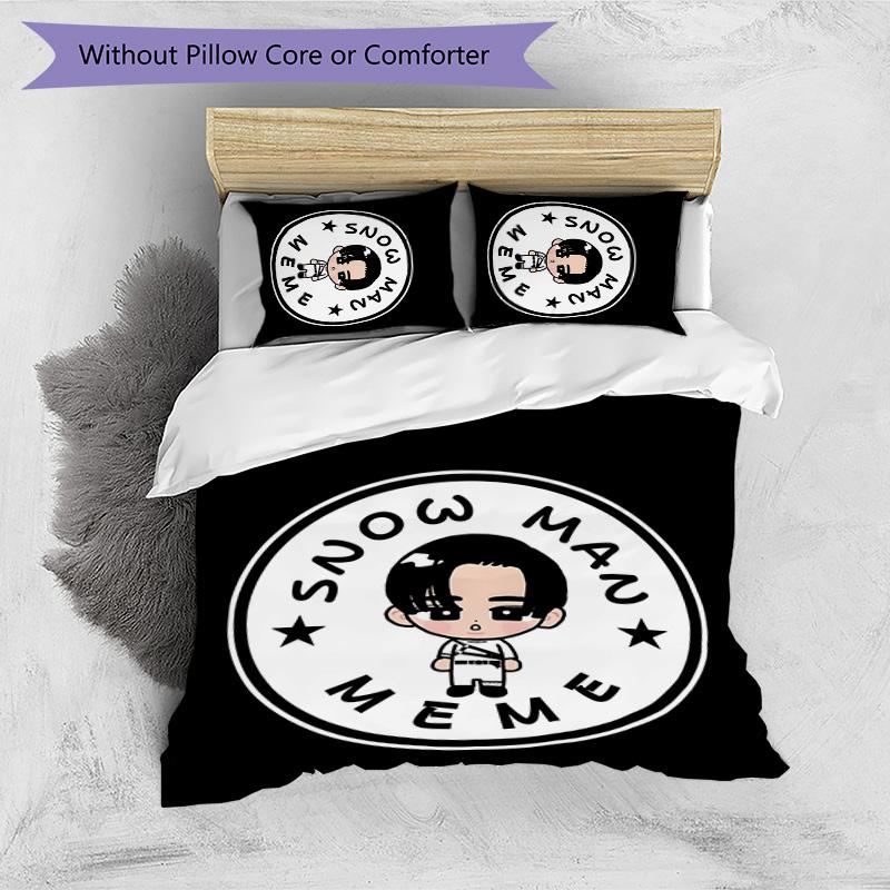 Meguro Ren Printed 3PCS Bedding Set Soft Breathable Duvet Cover Pillowcases Set Washable Bedroom Decor Home Gift