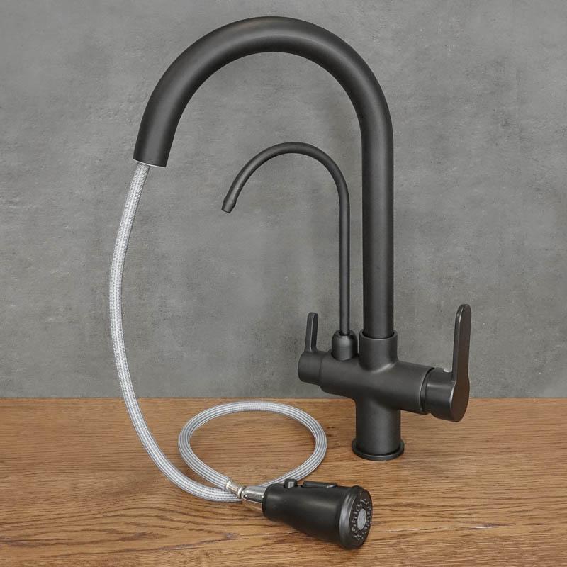 Black DOUBLE freestanding kitchen tap