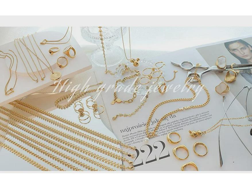 Женское ожерелье из титановой стали с 18-каратным золотым покрытием - нержавеющая сталь, безопасная для купания, P064