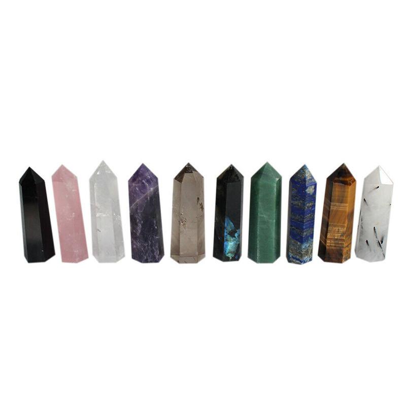 6070mm Natural Quartz Crystal Point Healing Obelisk Hexagonal Wand Decor Reiki