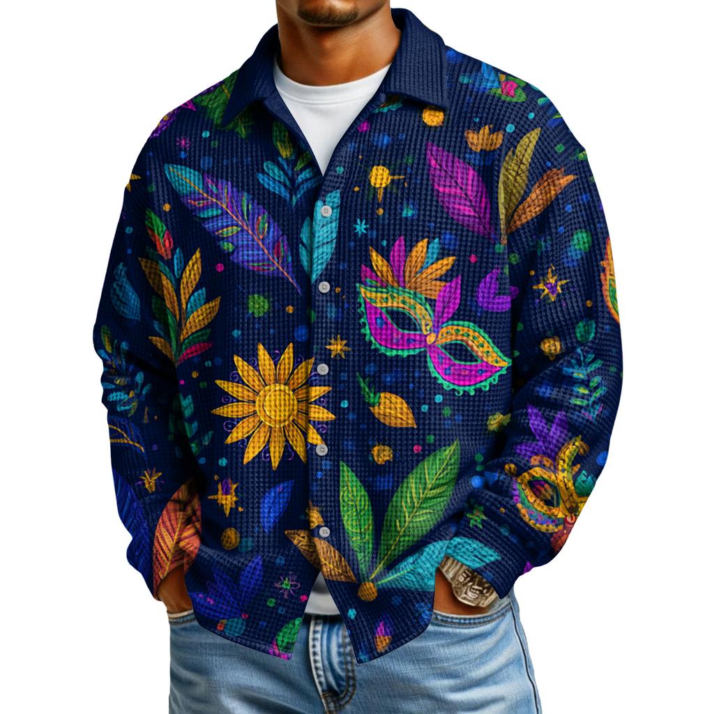 Мужская повседневная рубашка с длинным рукавом на пуговицах