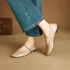 Fashion Women's New Leather Sheepskin Round Toe Hollow Breathable Elastic Belt Buckle Comfortable Low Heel Mary Jane Shoes with Holes