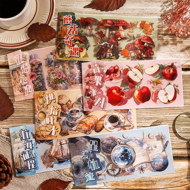 3pcs Plants Flowers Leaf PET Stickers Scrapbooking DIY Diary Decorative Sealing Sticker Album Stick Label School Office Supplies