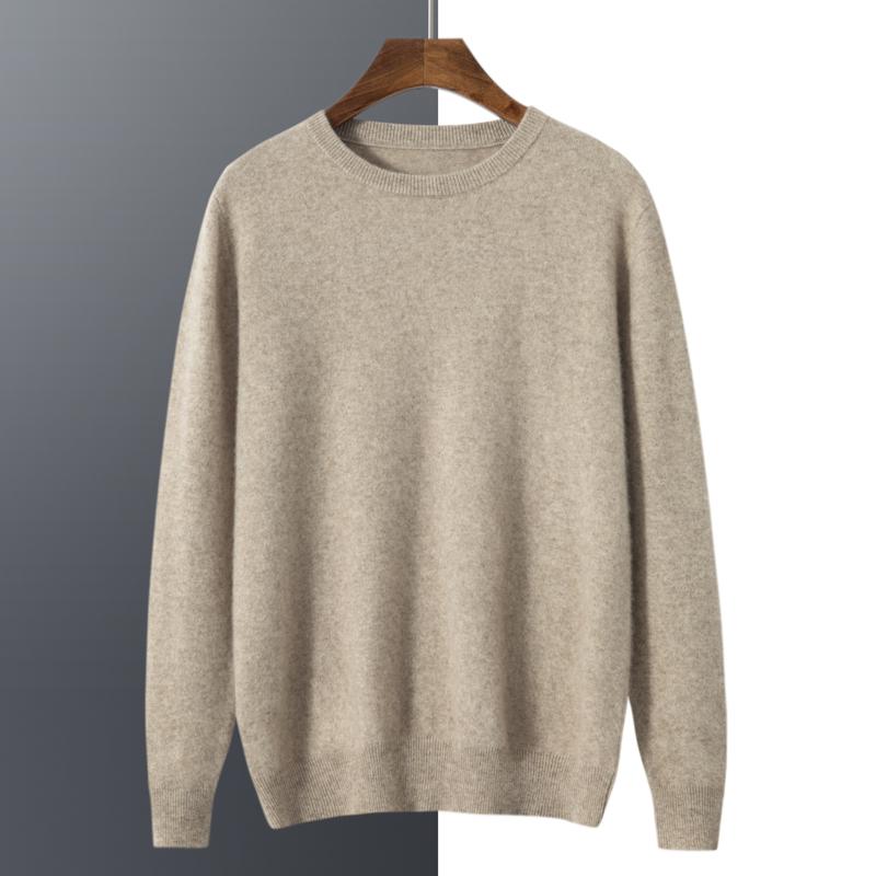 Men's Round Neck Sweater Qinghe Cashmere 100% Cashmere Men's Autumn and Winter Cashmere Soft and Warm