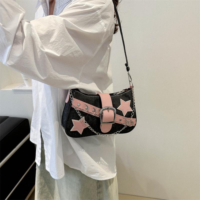Модная и сексуальная горячая девушка весеннего стиля в стиле Star, новая повседневная джинсовая сумка на цепочке с каблуком-каблуком через плечо
