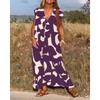 Summer Ladies A Line Dress With Geometric Print And V Neck For Casual Wear