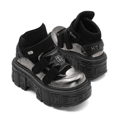 Летние панк ботинки на платформе, массивная подошва-танкетка, женская обувь унисекс, высокие готические ботинки