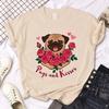 Pug Tshirt Women Anime T-shirts Female Japanese Clothes T-shirts 2025 Summer Women Lady Basic Streetwear Graphic T Shirts Y2K