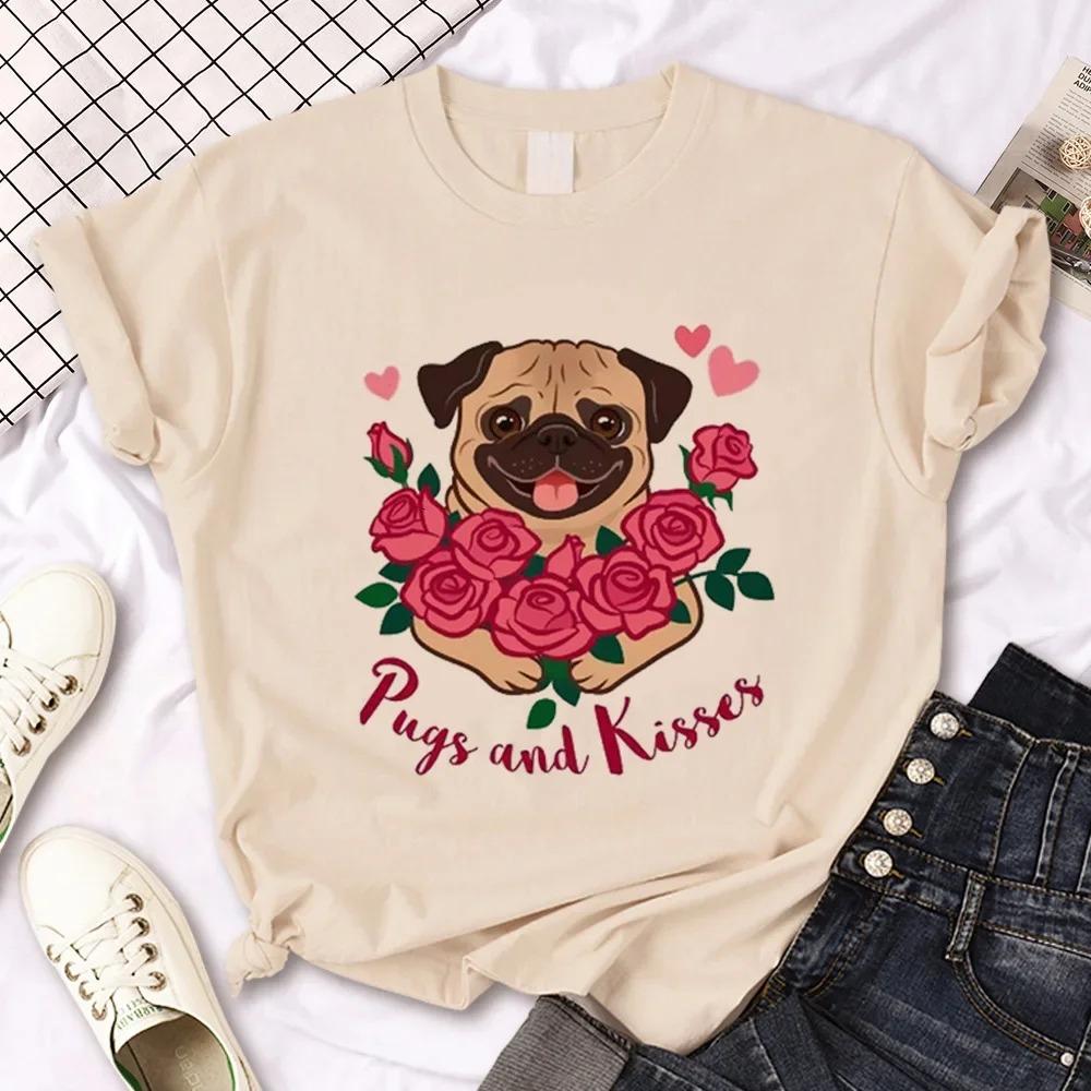 Pug Tshirt Women Anime T-shirts Female Japanese Clothes T-shirts 2025 Summer Women Lady Basic Streetwear Graphic T Shirts Y2K