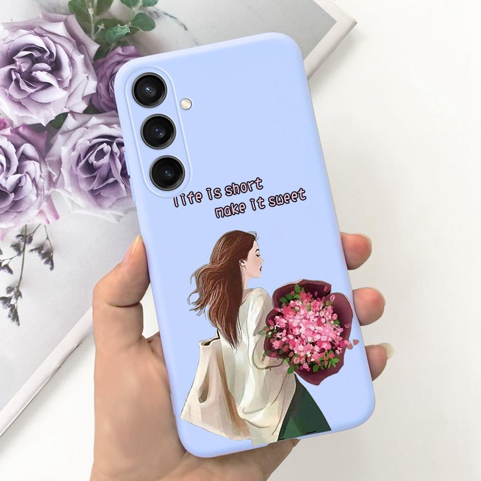 Чехол для Samsung Galaxy A55 Красивый мультяшный дизайн Девочки Подсолнух Мягкий ТПУ Чехол для телефона Для Samsung A15 A25 A35 A55 5G Fundas Coque