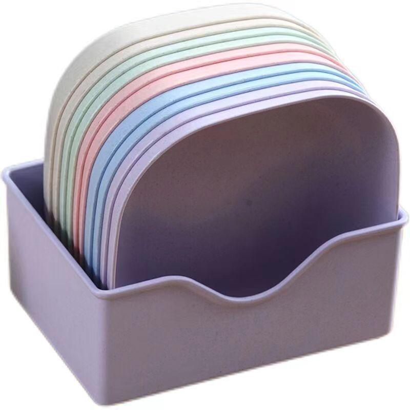 10 шт. многофункциональная цветная костяная тарелка RandomSpit, бытовая пищевая пластиковая вертел, круглая квадратная, набор для обеденного стола, мусорная корзина