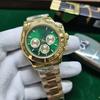 Мужские автоматические часы 40 мм серии Lao Jia Ri Zhi Daytona - Светонакопительные, Водонепроницаемые, Корпус из золотой нержавеющей стали
