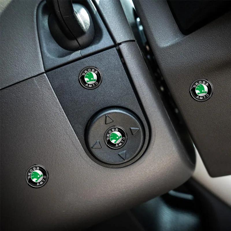 Car Sticker 2025 New 10Pcs Car Logo Car Center ConsoleTrumpet Decoration Sticker For Skoda Octavia Fabia Superb Roomster Kodiaq