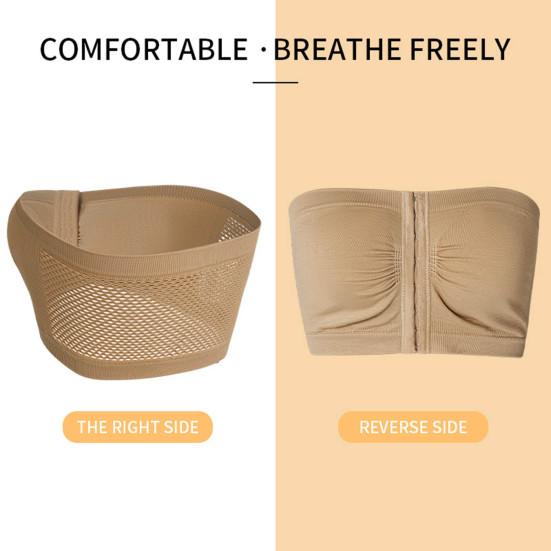 Strapless Bra for Women Front Closure Non-Slip Padded Bandeau Bra Wireless Push Up Bralette Seamless Tube Top