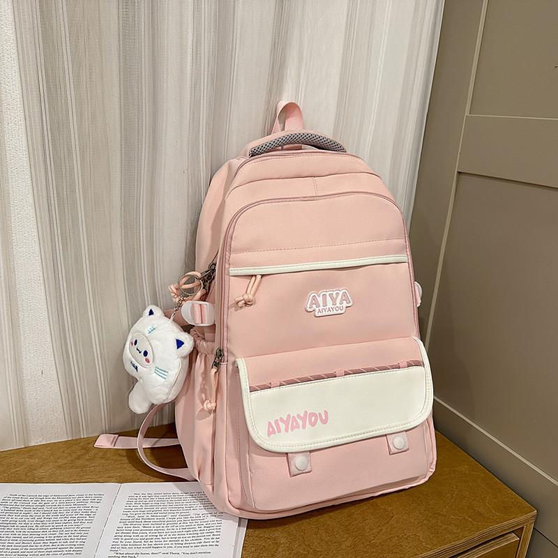 Girls Letter School Backpack Large Capacity Casual Travel Bag For Daily Use
