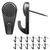 Metal Wall Hooks, Perfect for Rentals, Inconspicuous Holes, Won't Damage Walls, 12 Iron Hooks, Thumbtacks, Push Pins, Antique Black