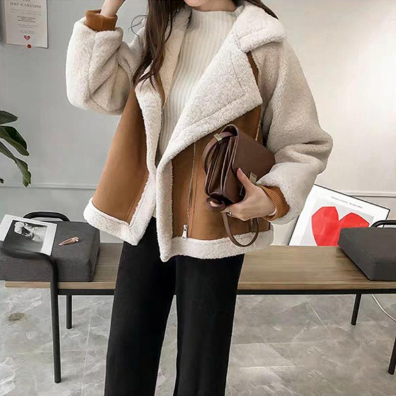 Новая утепленная куртка из овечьей шерсти с утолщенным мехом, свободный и универсальный верх, мотоциклетный костюм