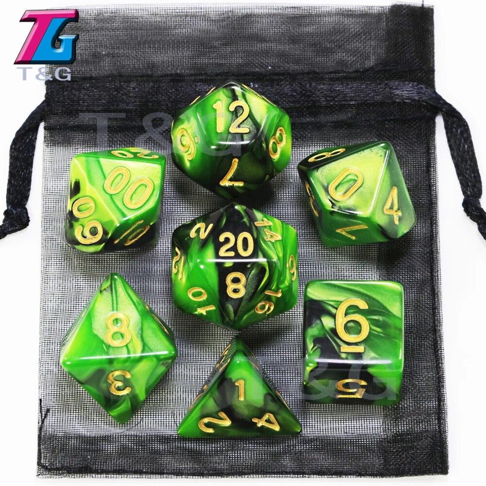 Игровые кости DND, ролевые игральные кости, набор кубиков для смешивания цветов с сумкой, 9 различных стилей, доступных для портативных игрушек, DND, RPG, TRPG, игры