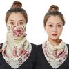 Bandanas for Women Chiffon Neck Gaiter Bandana Floral Pattern Hanging Ear Scarves Thin Veil Bib Fashion Motorcycle Accessories