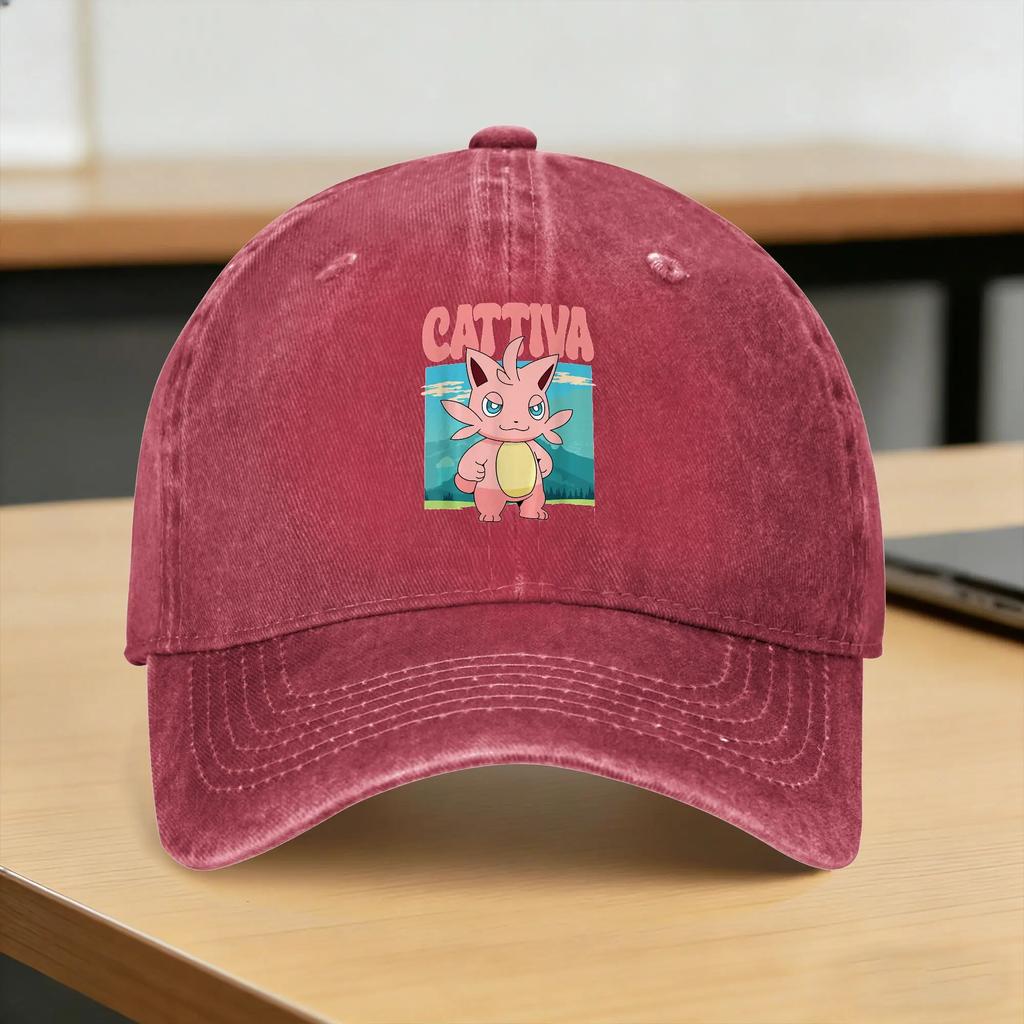 Washed Baseball Cap Cattiva Nature Scene Character Portrait Palworded Game Summer Trucker Hat Tennis Skate Sun Baseball Caps
